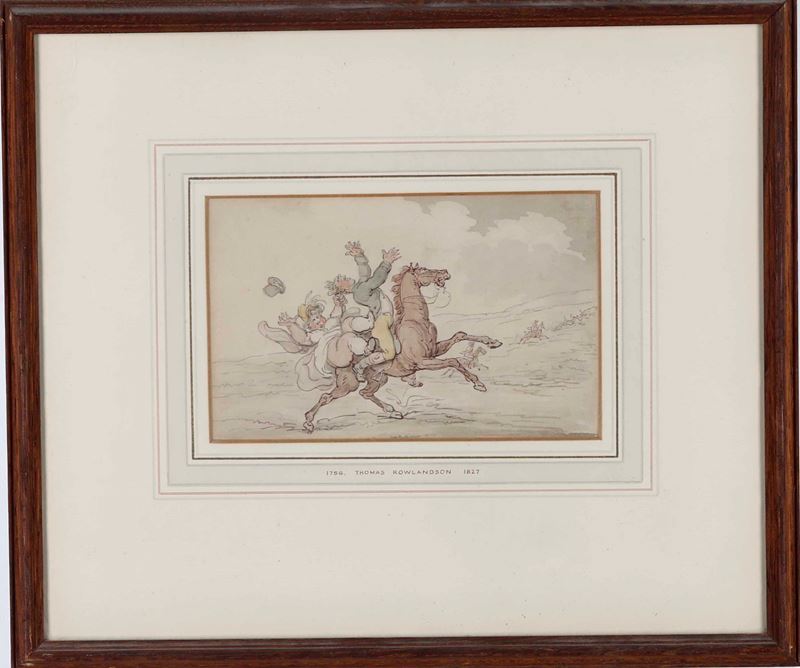 Thomas Rowlandson: piccolo acquerello con figure a cavallo  - Auction Antique - Cambi Casa d'Aste