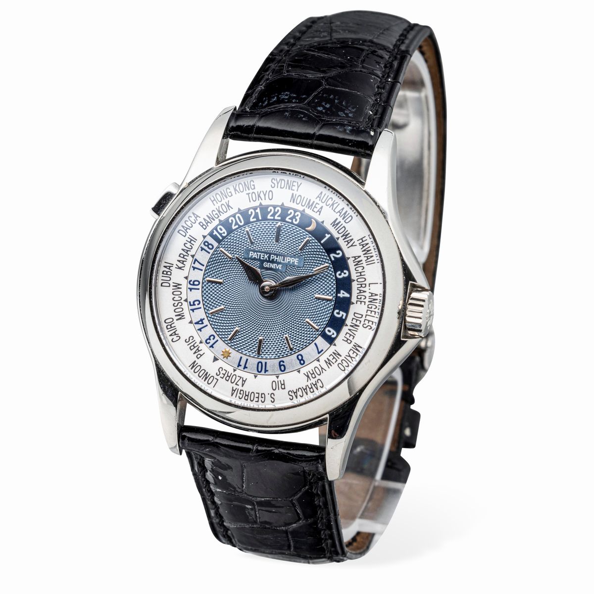 Patek Philippe - Raffinato ed Attraente Worldtime Ref 5110p in Platino 950, Quadrante Azzurro con...