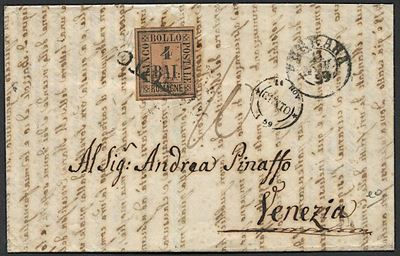 1859, Romagne, G. P., Lettera da Cento per Venezia del 10 Novembre