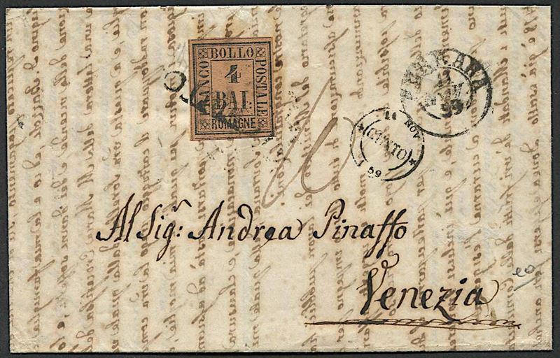 1859, Romagne, G. P., lettera da Cento per Venezia del 10 novembre  - Auction Postal History and Philately - Cambi Casa d'Aste
