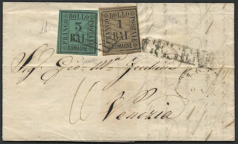 1859, Romagne, G. P., lettera da Cesena per Venezia del 15 ottobre  - Asta Storia Postale e Filatelia - Cambi Casa d'Aste