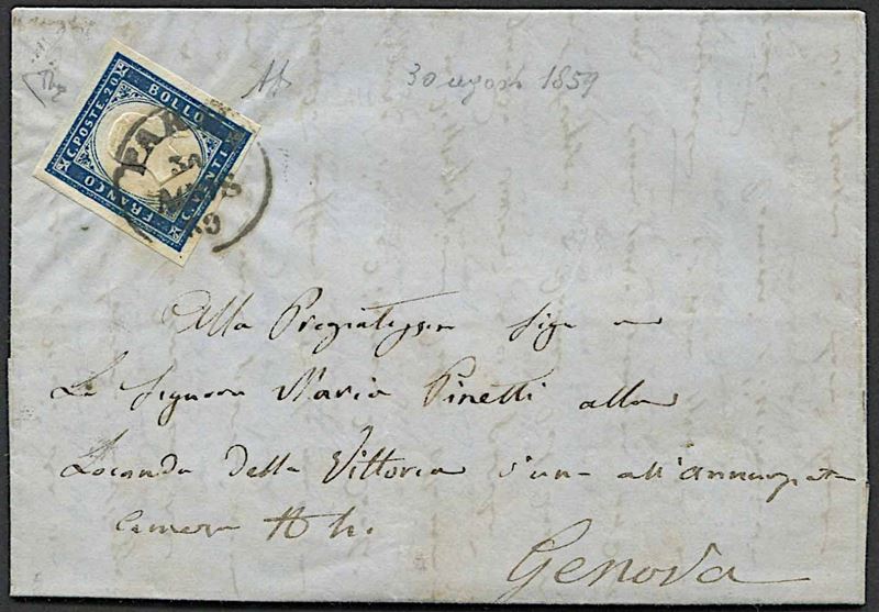 1859, Parma, lettera da Parma per Genova del 30 agosto 1859  - Asta Storia Postale e Filatelia - Cambi Casa d'Aste