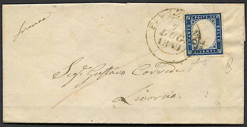 1859, Modena, lettera da Fivizzano per Livorno del 7 luglio 1859  - Auction Postal History and Philately - Cambi Casa d'Aste