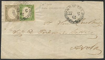 1861, Sicilia, Frontespizio Completo di Lettera da Messina per Avola del 17 Giugno 1861