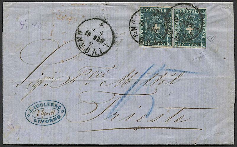 1861, Toscana, lettera scritta a Catania il 28 dicembre 1860 per Trieste  - Asta Storia Postale e Filatelia - Cambi Casa d'Aste