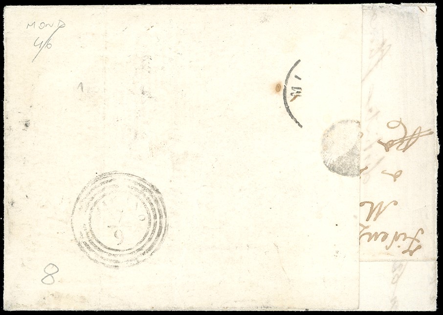 Lettera da Firenze per Mirano del 4 settembre 1861, affrancata con 10 centesimi bruno e 10 centes...