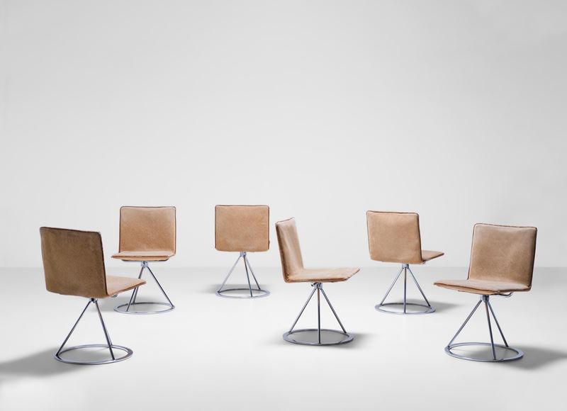 Alberto Salvati e Ambrogio Tresoldi : Sei sedie mod. Dania  - Auction Design Properties - Cambi Casa d'Aste