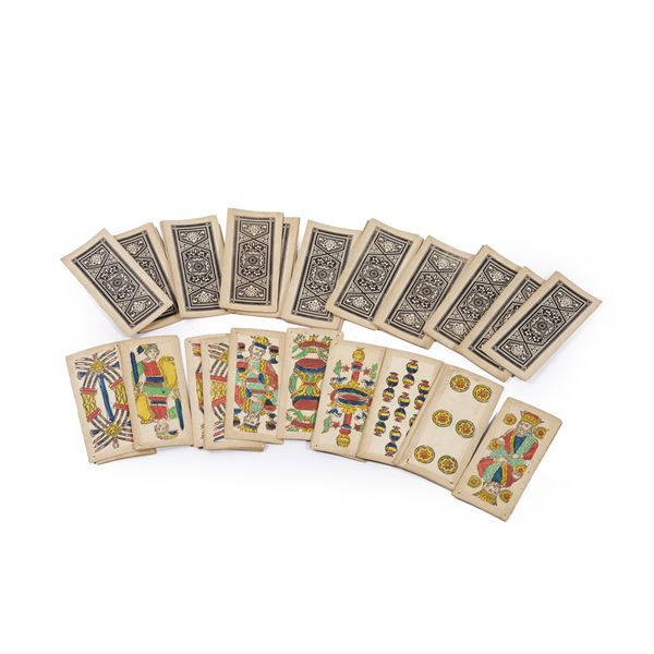 Mazzo non completo di 61 carte dei tarocchi. Milano, 1820