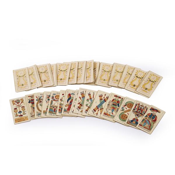 Mazzo completo di 78 carte dei tarocchi. Milano, 1830