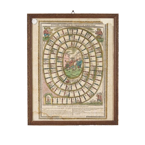 Nuovissimo giuoco dell'oca composto di numeri cento Milano, Tipografia Motta di M.Carrara