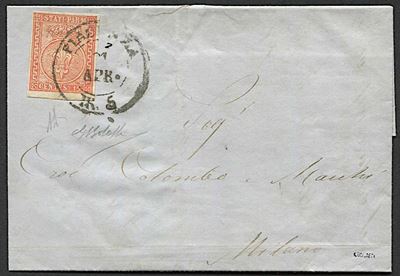 1855, Parma, Lettera da Piacenza per Milano del 21 Aprile 1855