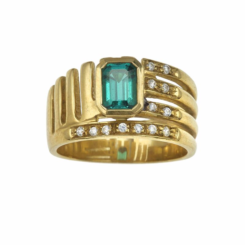 Emerald and diamond ring  - Auction Jewels - Cambi Casa d'Aste