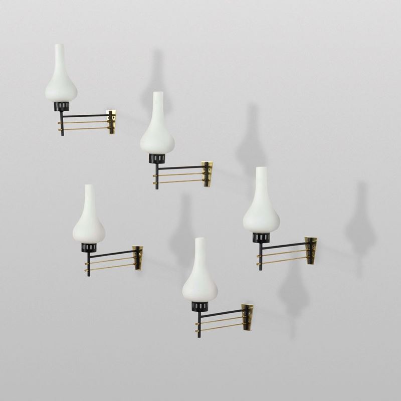 Cinque lampade a parete  - Asta Arredi del '900 - Cambi Casa d'Aste