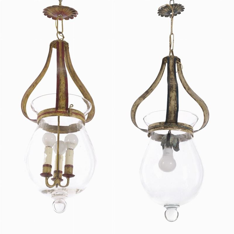 Due lampade a sospensione  - Asta Arredi del '900 - Cambi Casa d'Aste