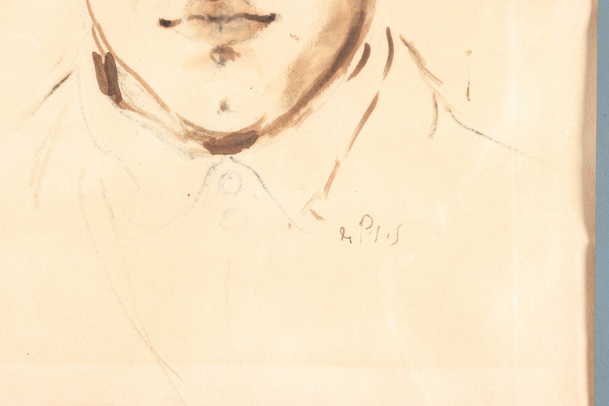 Filippo De Pisis - Ragazzo con berretto - Studio di figura seduta, acquarello e matita su carta