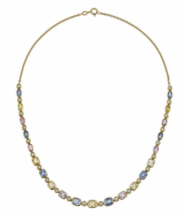 Corundum and diamond necklace