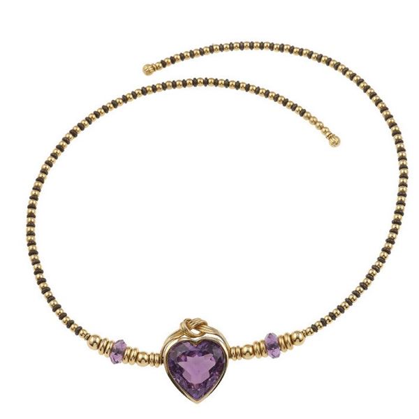 Amethyst and gold necklace