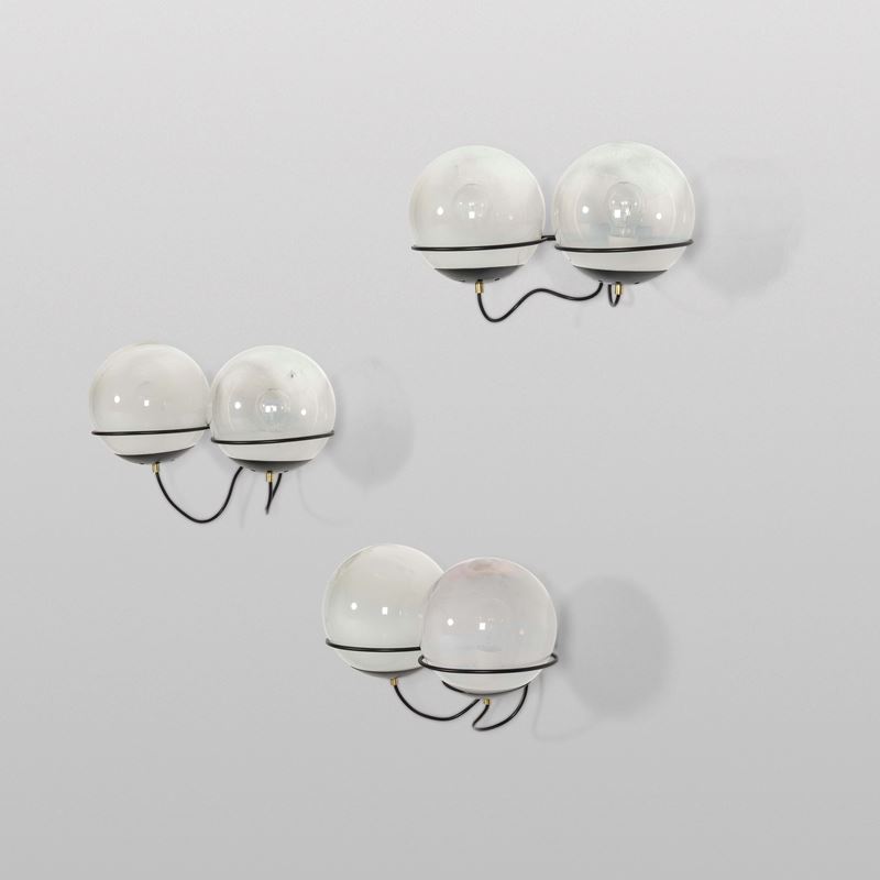 Gino Sarfatti : Tre lampade a parete mod. 238/2  - Asta Design - Cambi Casa d'Aste