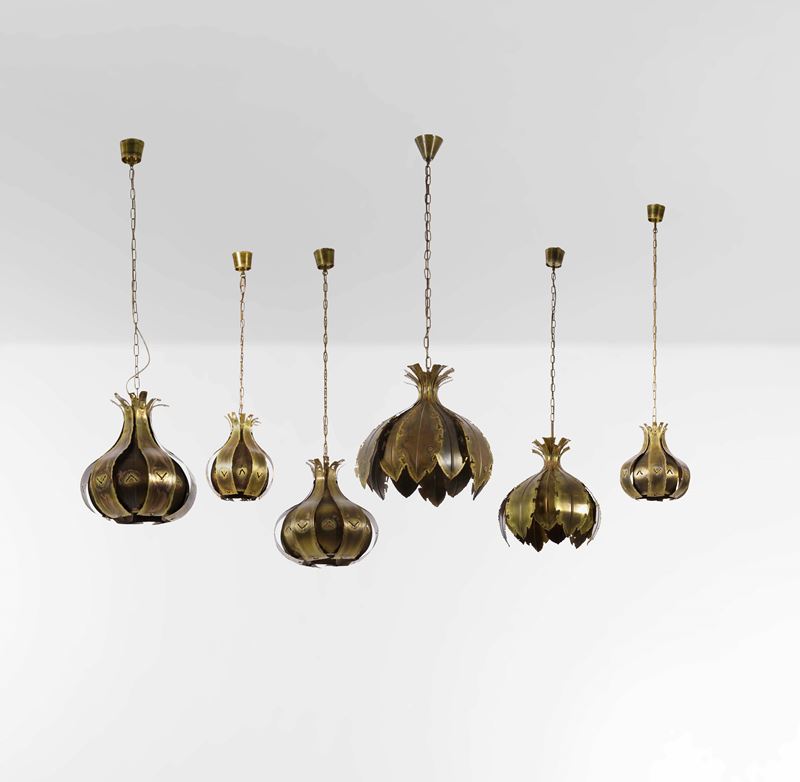 Svend Aage Holm-S&#248;rensen : Sei lampade a sospensione  - Auction Design - Cambi Casa d'Aste