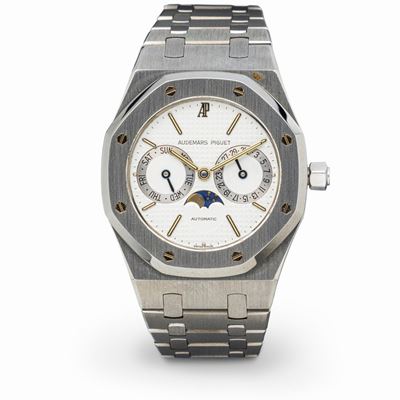 Sportivo ed Elegante Royal Oak Day-date con Fasi Lunari, Automatico Quadrante Bianco Petit Tapiss...