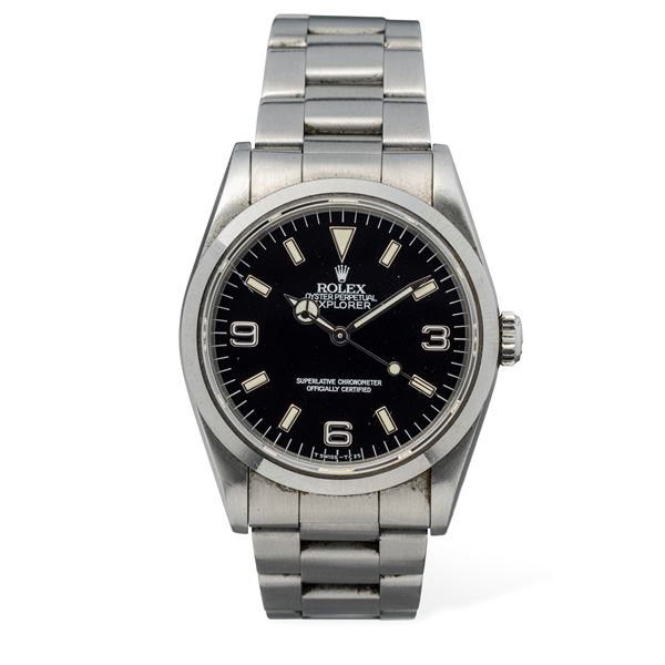Rolex - Explorer I ref 14270, raffinato orologio da polso in acciaio inossidabile con secondi al centro e numeri Arabi applicati
