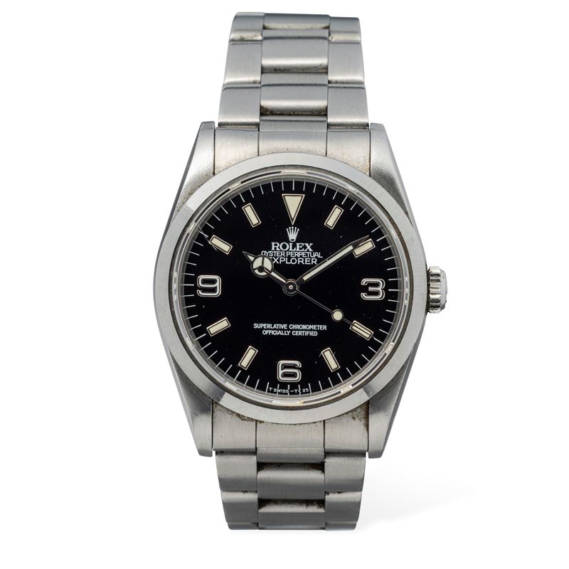 Rolex : Explorer I ref 14270, raffinato orologio da polso in acciaio inossidabile con secondi al centro e numeri Arabi applicati  - Asta Orologi da Polso - Cambi Casa d'Aste