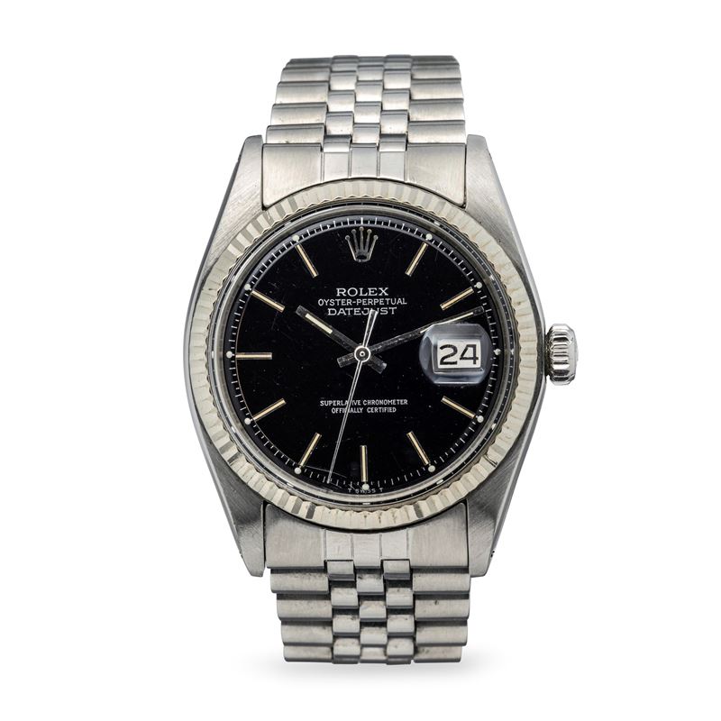 Rolex : Fine steel Datejust ref 1603 with gilt black dial silver writings and date display, Jubilee bracelet  - Auction Wrist Watches - Cambi Casa d'Aste
