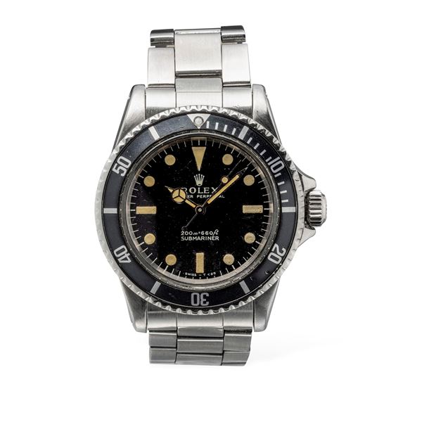 Rolex - Simple and sporty Submariner ref 5513 "Meter First" in stainless steel, matt black dial with tritium luminescence and metal revolving bezel