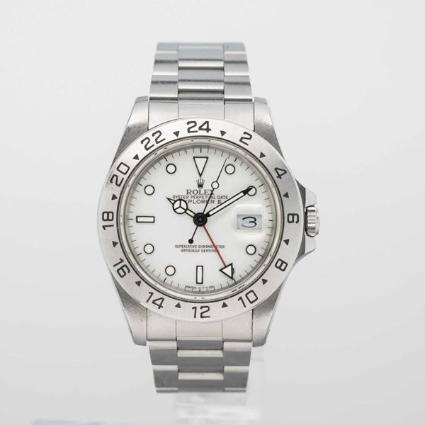 Rolex - Explorer II ref 16570, sporty automatic date display, 24h indication on steel ring, white dial tritium luminescence