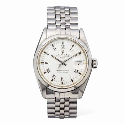 Elegante Oyster Perpetual Date Ref 1500 in Acciaio, Movimento Automatico, Quadrante Bianco con Nu...