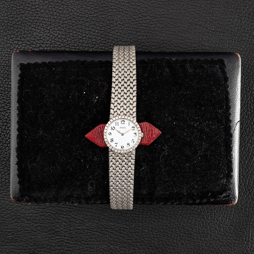 Piaget - Raffinato Orologio in Oro Bianco 18k con Bracciale a Maglia Intrecciata Integrato, Ghier...