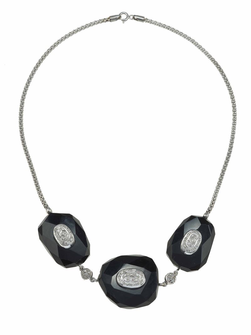 Onyx and diamond necklace  - Auction Jewels - Cambi Casa d'Aste