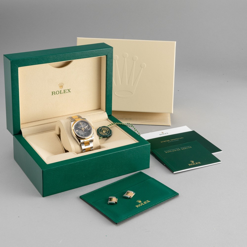 Rolex - Datejust Wimbledon, Ref 126203, in Acciaio e Oro Giallo 18k con Quadrante Ardesia e Numer...
