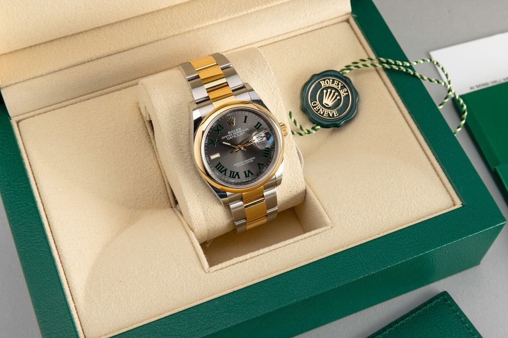 Rolex - Datejust Wimbledon, Ref 126203, in Acciaio e Oro Giallo 18k con Quadrante Ardesia e Numer...