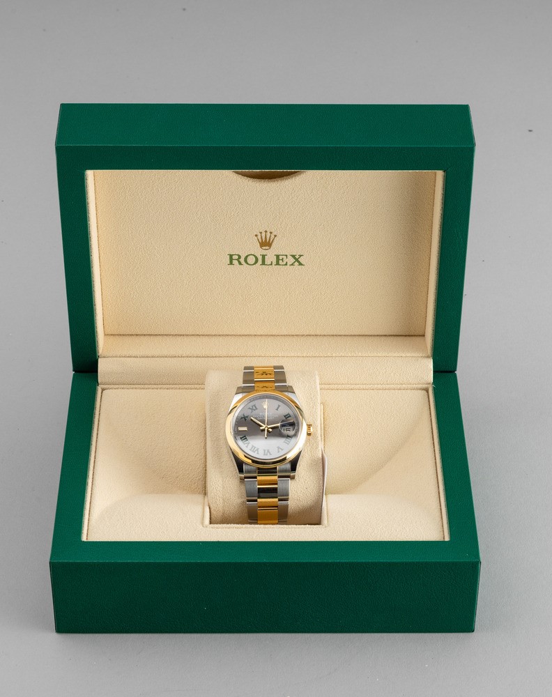 Rolex - Datejust Wimbledon, Ref 126203, in Acciaio e Oro Giallo 18k con Quadrante Ardesia e Numer...
