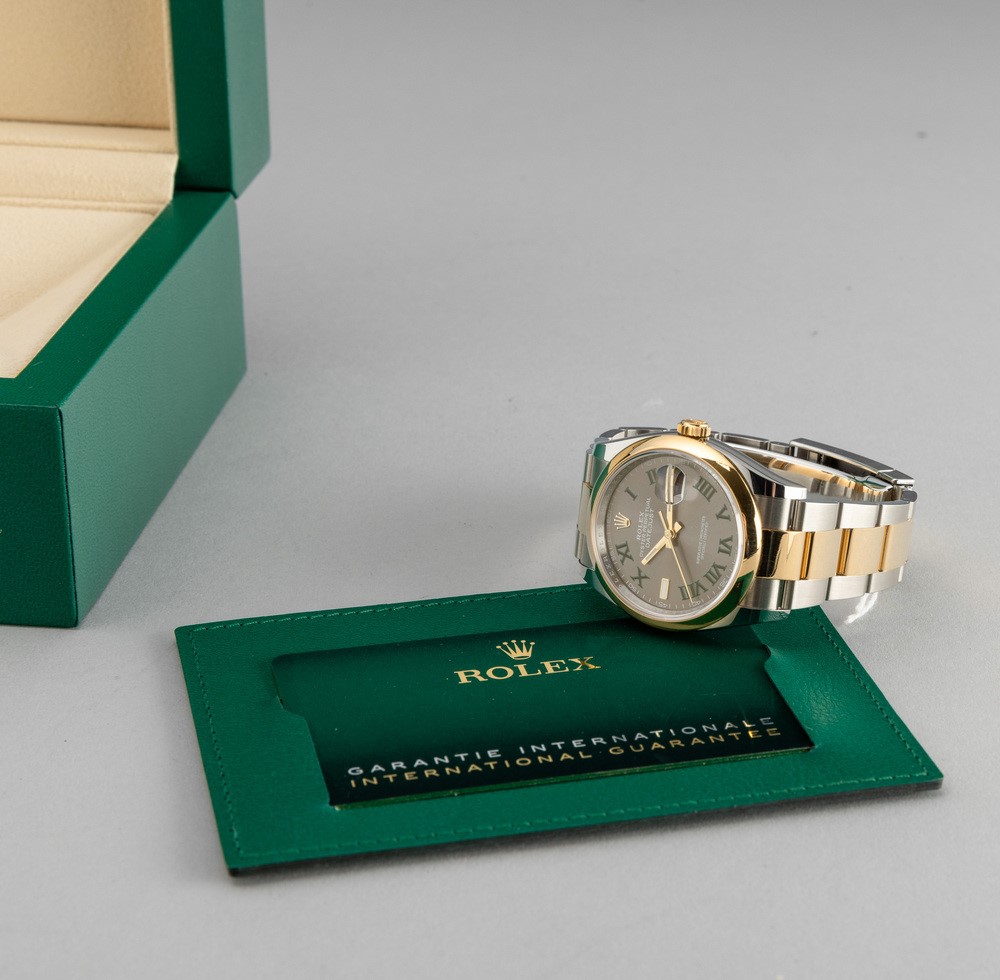 Rolex - Datejust Wimbledon, Ref 126203, in Acciaio e Oro Giallo 18k con Quadrante Ardesia e Numer...