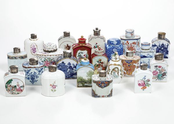 Ventun scatole porta tè Cina ed Europa, XVIII-XX secolo. 