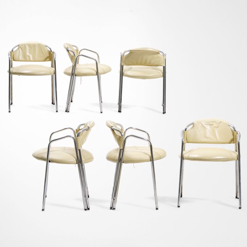 Gastone Rinaldi : Sei sedie mod. La Doppietta  - Asta Design - Cambi Casa d'Aste