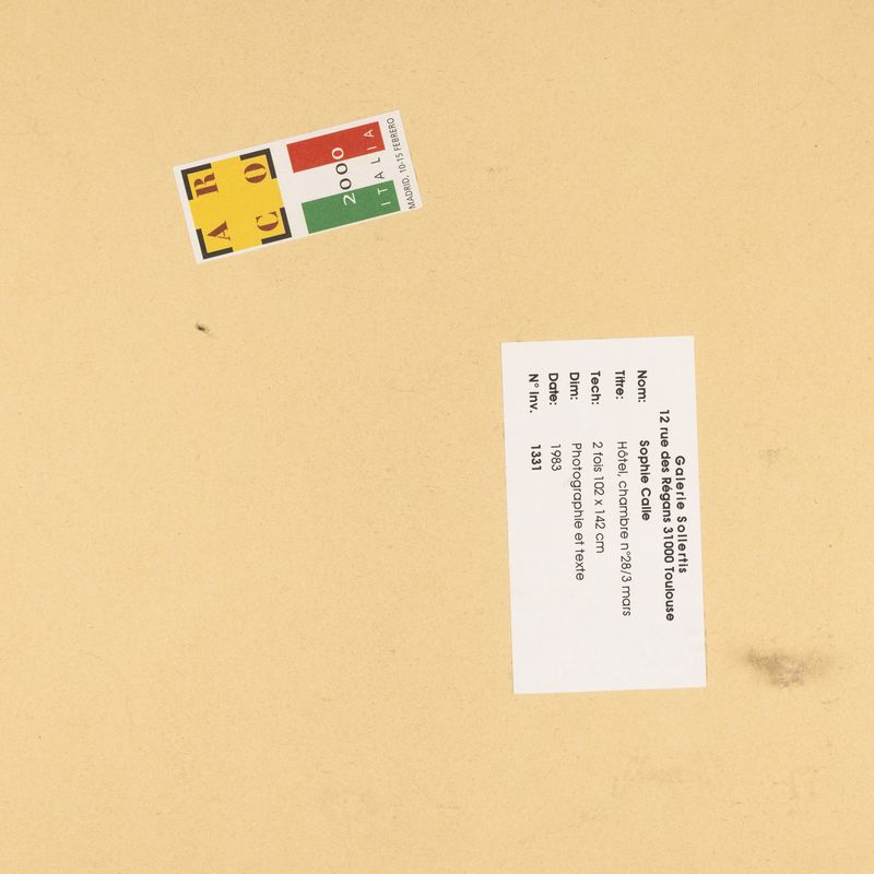 Sophie Calle - Hôtel, Chambre N°28, 3 Mars
