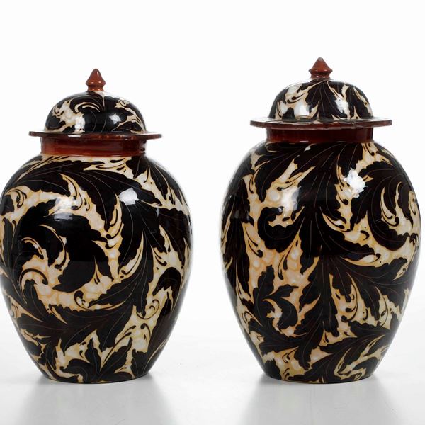 Coppia di potiche Ravano. Albisola, Dario Ravano (1876-1961), verso la metà del XX secolo