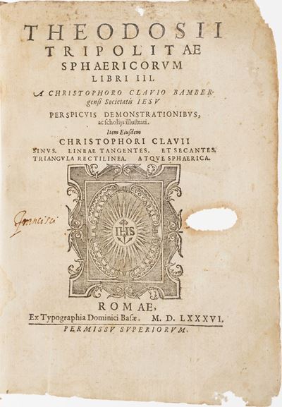 Clavio Cristoforo (tripolites Theodosius) Theodosii Tripolitae Sphaericorum Libri Iiia Christopho...