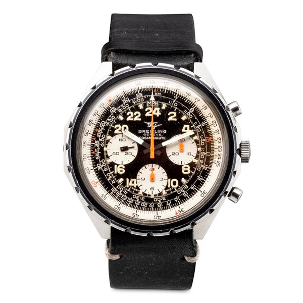 Breitling - Rare Navitimer Cosmonaut chronograph manual winding three counters with 24-hour indication, rotating inner dial, glossy black dial with luminous Arabic numerals