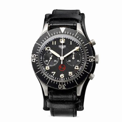 Raro ed Imponente Cronografo Militare Bundeswehr 3h con Cassa in Acciaio Monoblocco, Quadrante Ne...