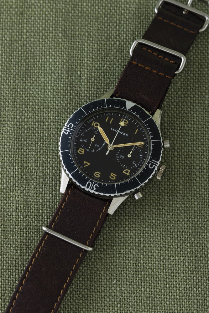 Leonidas - Raro Cronografo Militare Cp-2 con Ritorno in Volo Non Assegnato, Cassa in Acciaio con ...