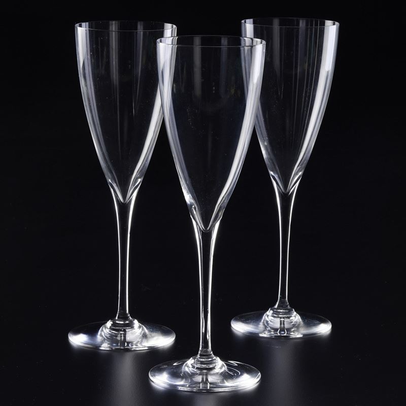 Dodici flûtes Francia, Manifattura Baccarat, seconda metà del XX secolo  - Auction L'Art de la Table - Cambi Casa d'Aste