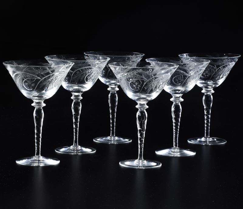 Dodici coppe da champagne USA, Ohio, Manifattura di Tiffin, metà del XX secolo circa   - Asta L'Art de la Table - Cambi Casa d'Aste