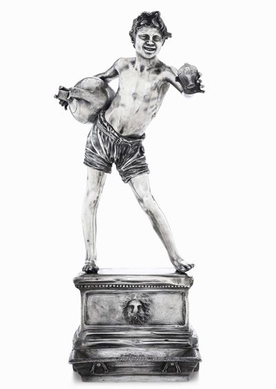 Acquaiolo con Pantaloncino. Napoli, XX Secolo. Firma Incisa "gemito", Marchio della "fonderia Gem...