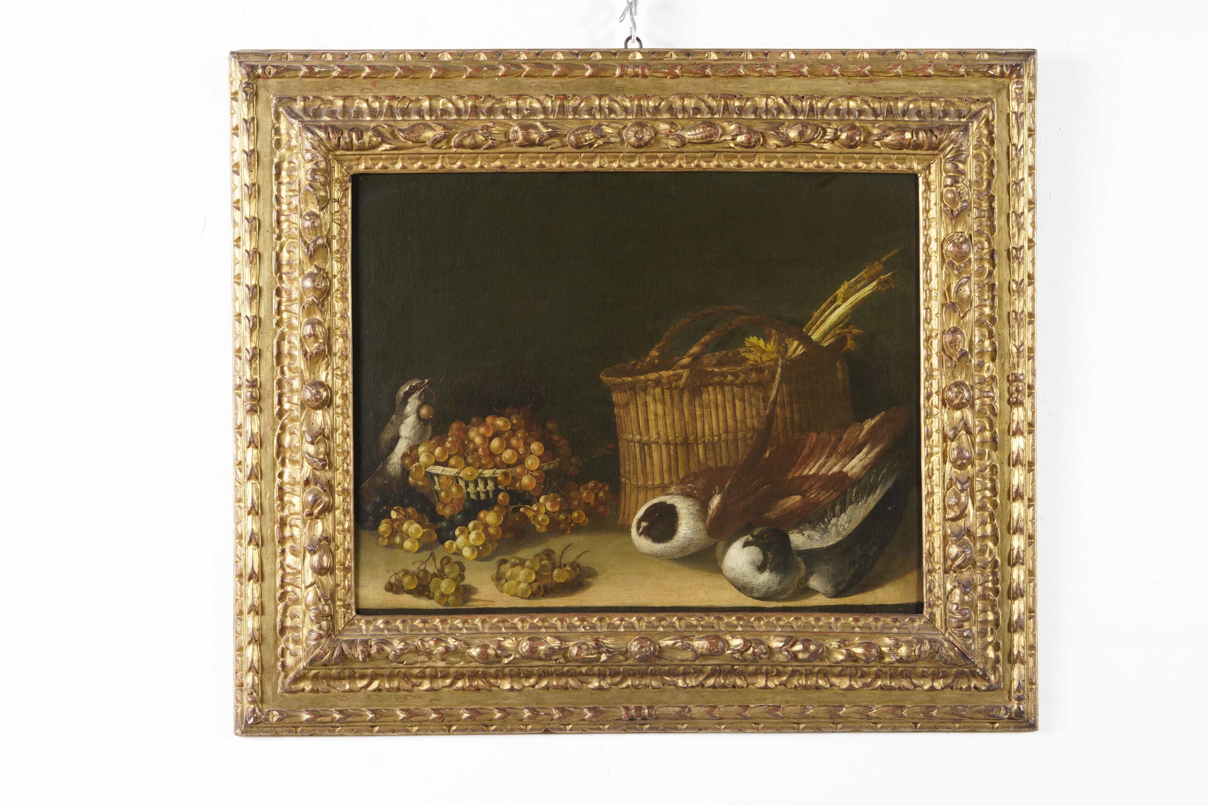 Scuola Emiliana del XVIII Secolo Nature Morte con Verdure, Frutti e Uccellini