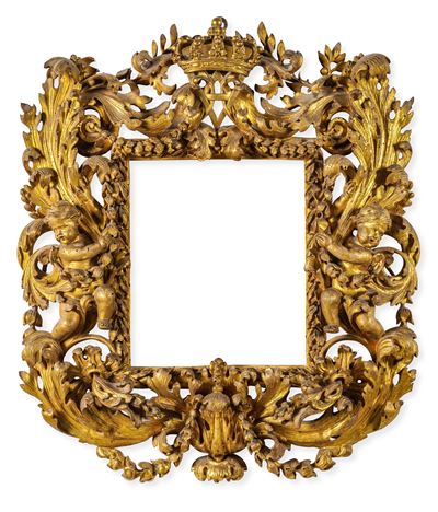 Cornice in Legno Dorato e Riccamente Intagliato. XVIII-XIX Secolo
