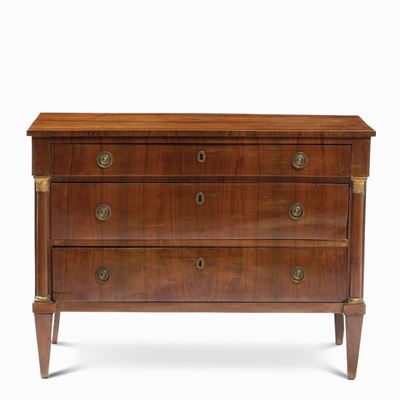 Cassettone Impero in Legno Lastronato. XIX Secolo